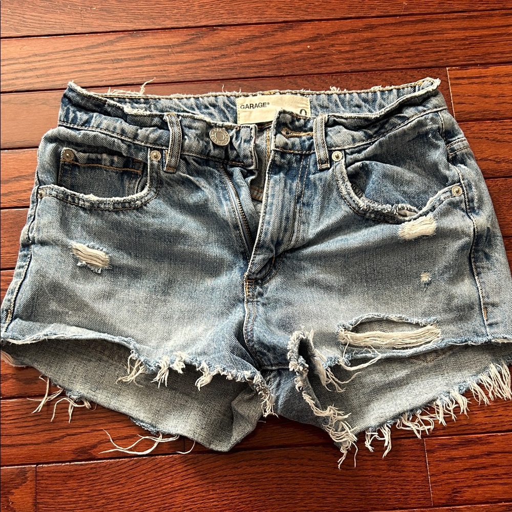 Garage Frayed Blue Jean Shorts